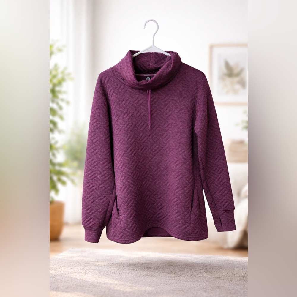 RBX Women’s Quilted Cowl Neck Pullover Sweater